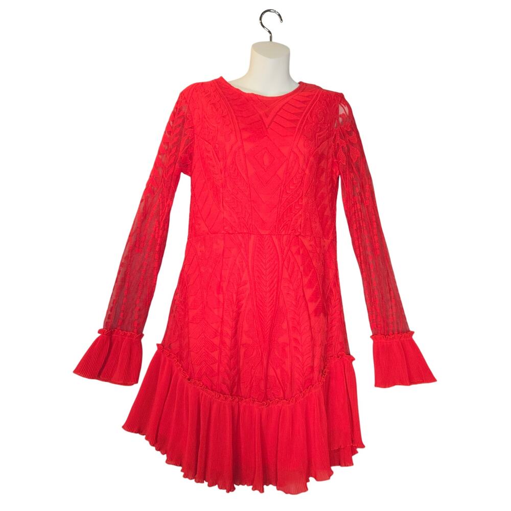 Sage + Paige Womens Large 8 Only Muse Mini Dress Redโ Cocktail Romantic Feminine